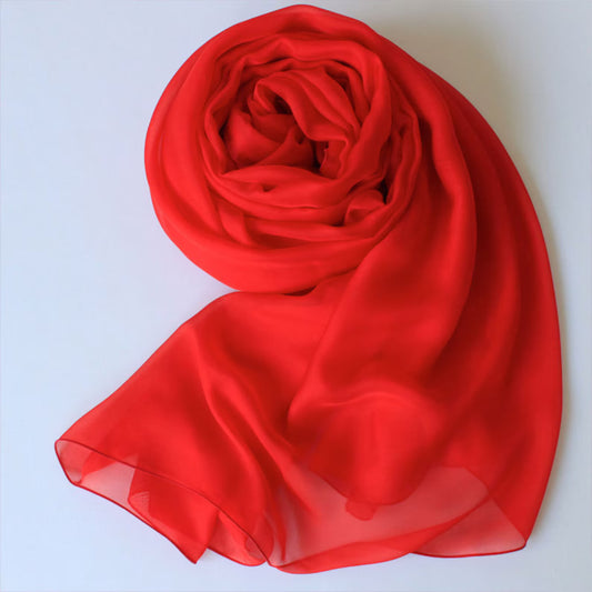 Pure Silk Chiffon Scarf – Scarlet Red