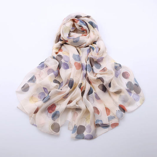 Printed Silk Chiffon Scarf – Abstract Dot – Pastel