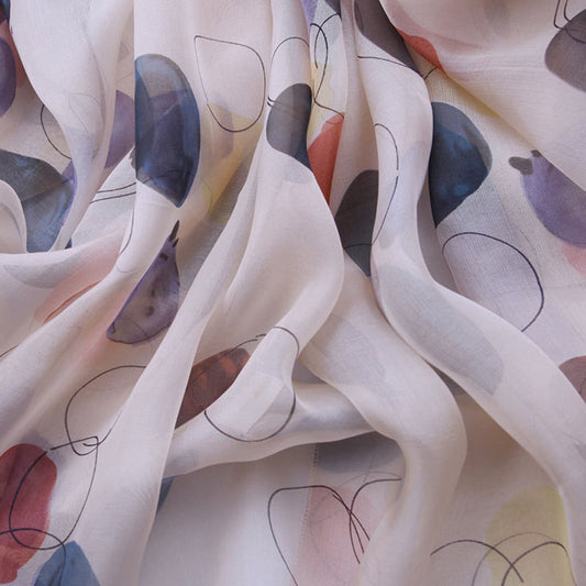 Printed Silk Chiffon Scarf – Abstract Dot – Pastel