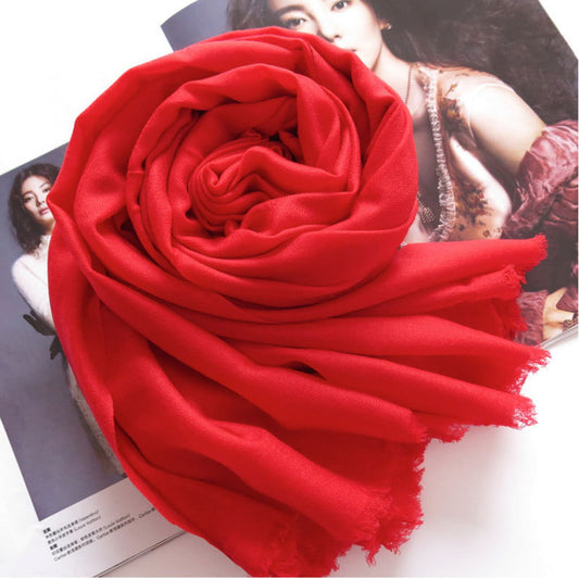 Fine Wool & Cashmere Scarf – Solid – Scarlet Red