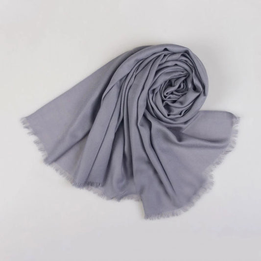 Fine Wool & Cashmere Scarf – Solid – Grey