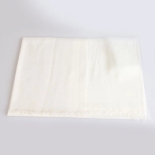 Fine Wool & Cashmere Scarf – Solid – White / Ivory