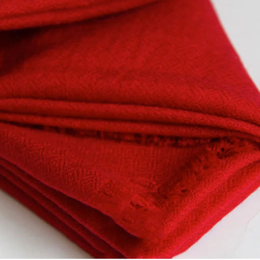 Fine Wool & Cashmere Scarf – Solid – Crimson Red